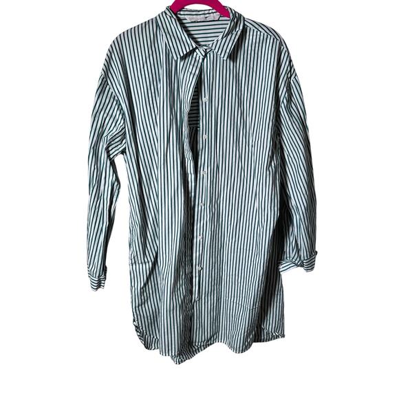 Trafaluc by Zara Women's Green White Striped Oversized Tunic Shirt Size Medium - Picture 1 of 5